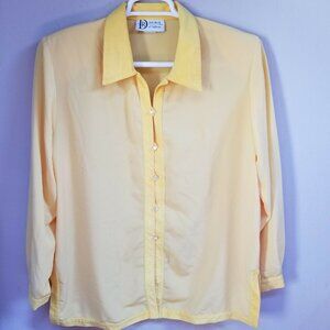 Da-Rue of California Women's Size 16 Long Sleeve Button Front Shirt Top Yellow